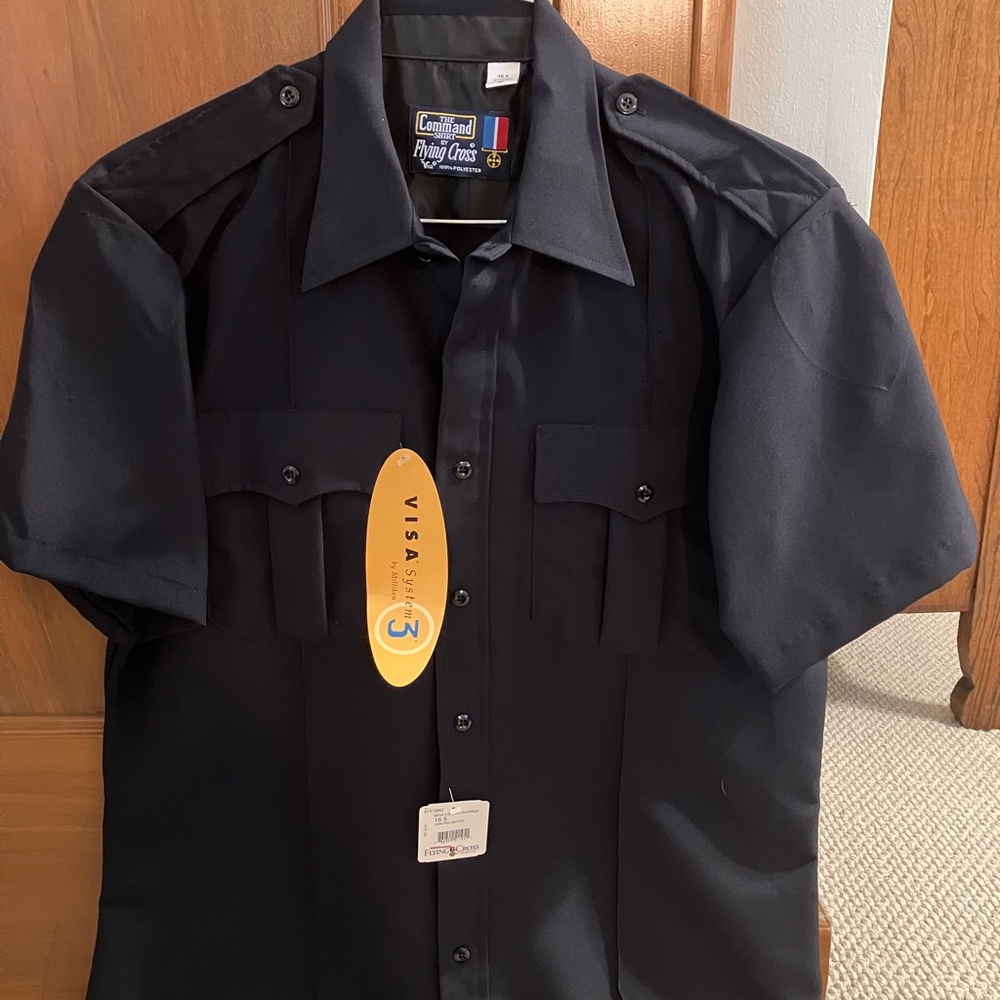 Men’s Flying Cross polyester navy blue uniform shirt